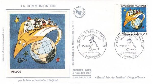 2207 Cartoons Comics BD 1988 France Communication Space Pellos FDC 1