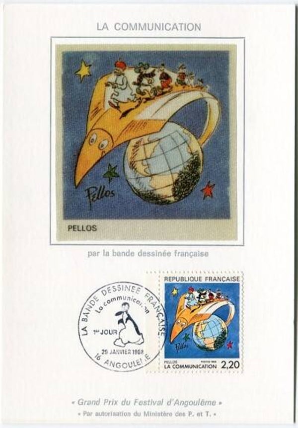 2207 Cartoons Comics BD 1988 France Communication Space Pellos maximum card
