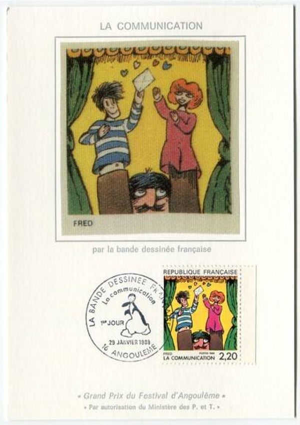 2207 Cartoons Comics BD 1988 France Communication Theater Hand-dolls Fred maximum card
