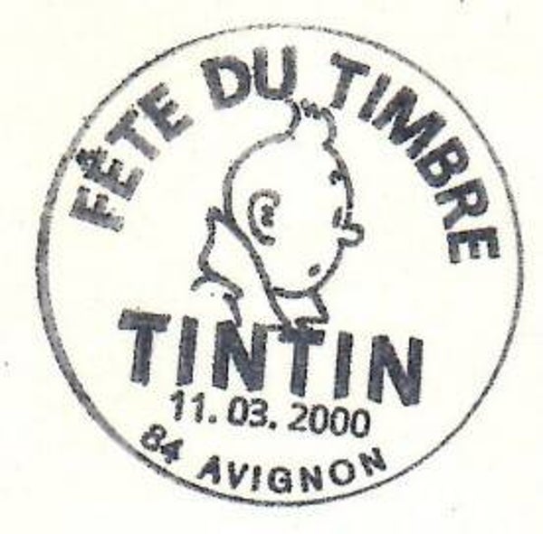 2207 Cartoons Comics BD 2000 France Tintin by Hergé Avignon postmark