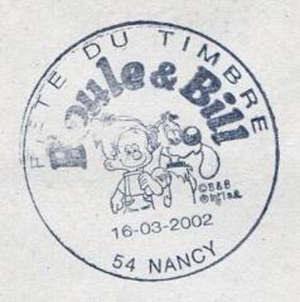 2207 Cartoons Comics BD 2002 France Boule & Bill Nancy postmark