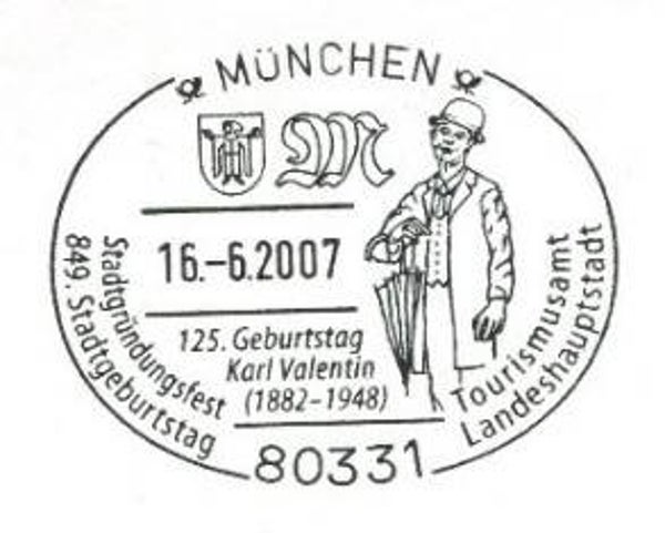 2208 Cartoons Comics BD 2007 Germany Karl Valentin Actor München postmark 1