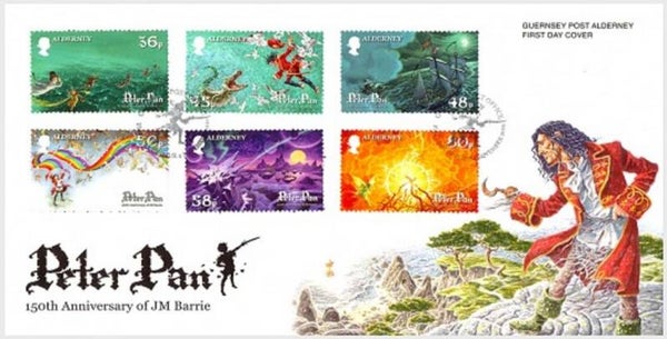2208 Cartoons Comics BD 2010 Alderney Peter Pan by JM Barrie FDC with serie