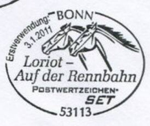 2208 Cartoons Comics BD 2011 Germany Loriot by Vicco von Bülow Horses on the Racetrack Bonn postmark