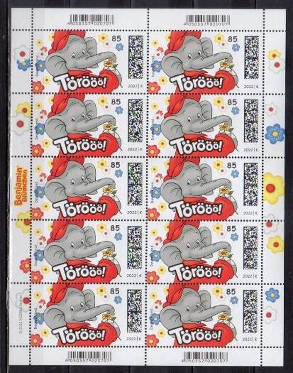 2208 Cartoons Comics BD 2022 Germany Benjamin Blümchen Elephant sheet
