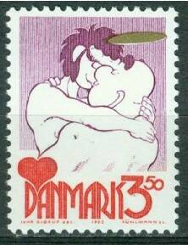 Arts Cartoons Comics BD A hug by Ivar Gjørup 1992 Denmark stamp