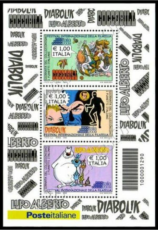 Arts Cartoons Comics BD Diabolik 2009 Italy miniature sheet