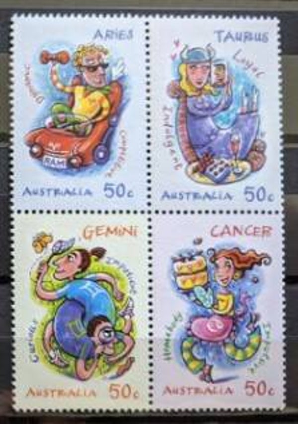 Arts Cartoons Comics BD Signs of Zodiac 2007 Australia block of 4_3