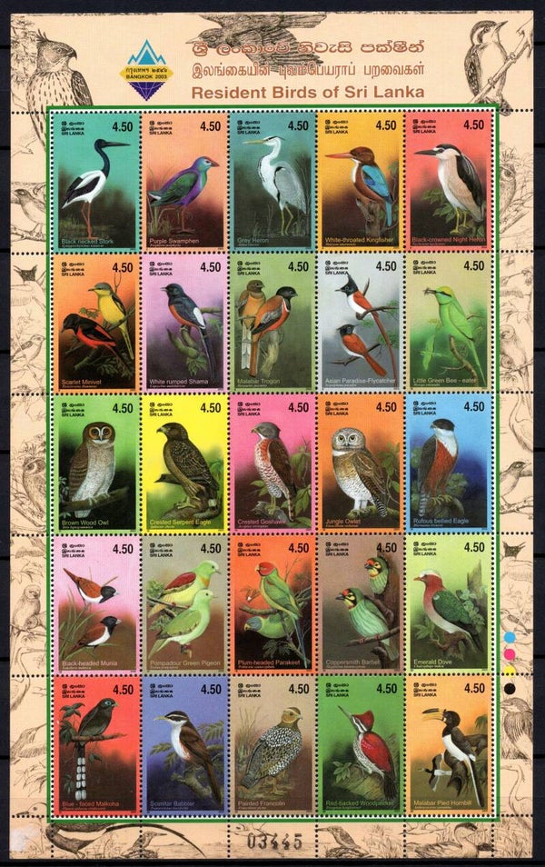 Birds 2003 Sri Lanka sheet