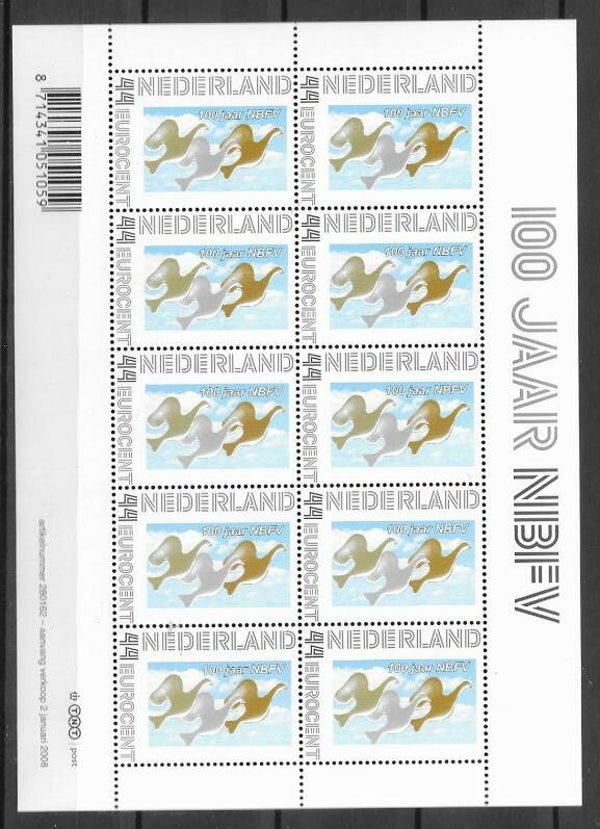 Birds pigeons 2008 Netherlands miniature sheet
