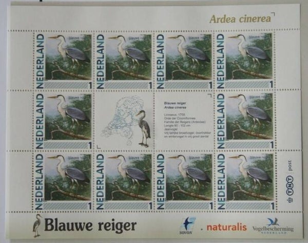 Birds (Ardea cinerea) Grey Heron 2012 Netherlands sheet