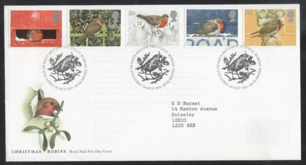 Birds (Erithacus rubecula) European Robin 1995 Great Britain FDC 2