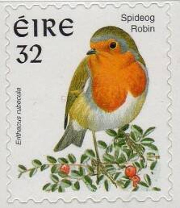 Birds (Erithacus rubecula) European Robin 1997 Ireland stamp 32c self adhesive