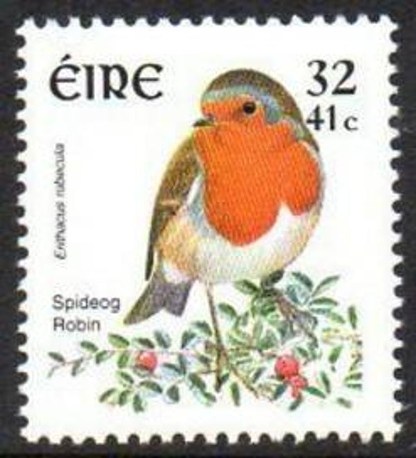 Birds (Erithacus rubecula) European Robin 2001 Ireland stamp 32p_41c