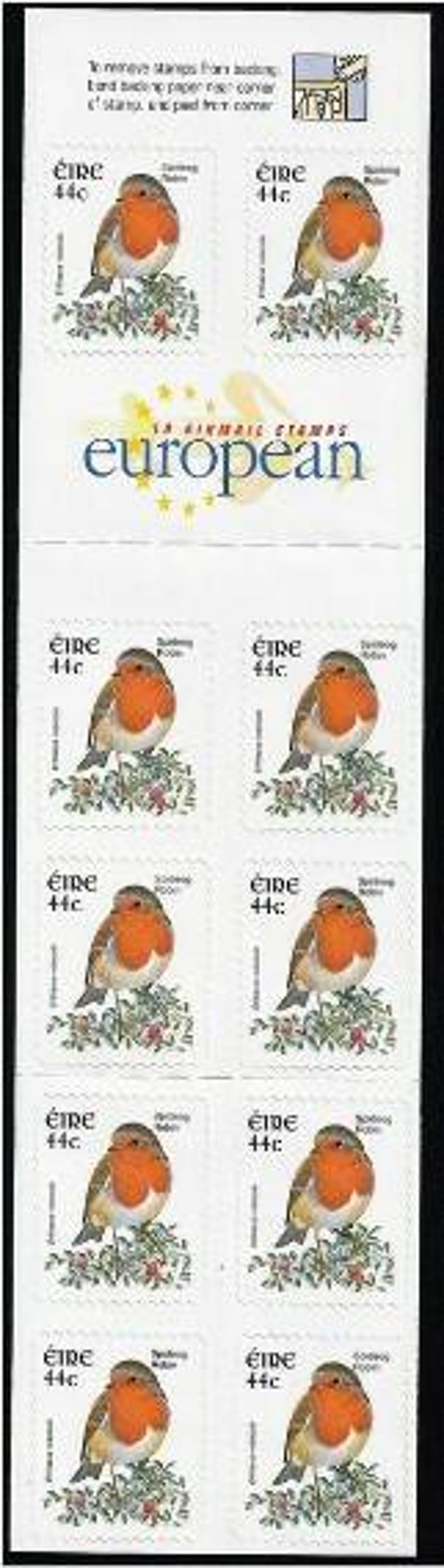 Birds (Erithacus rubecula) European Robin 2002 Ireland booklet 4_40 inside