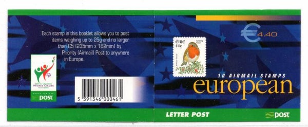 Birds (Erithacus rubecula) European Robin 2002 Ireland booklet outside