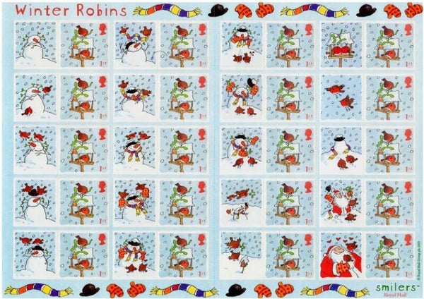 Birds (Erithacus rubecula) European Robin 2003 Great Britain smiler sheet