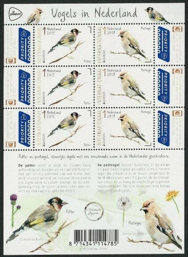 Birds Finches 2019 Netherlands miniature sheet 1