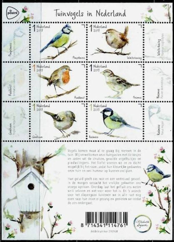 Birds Finches 2019 Netherlands miniature sheet 2