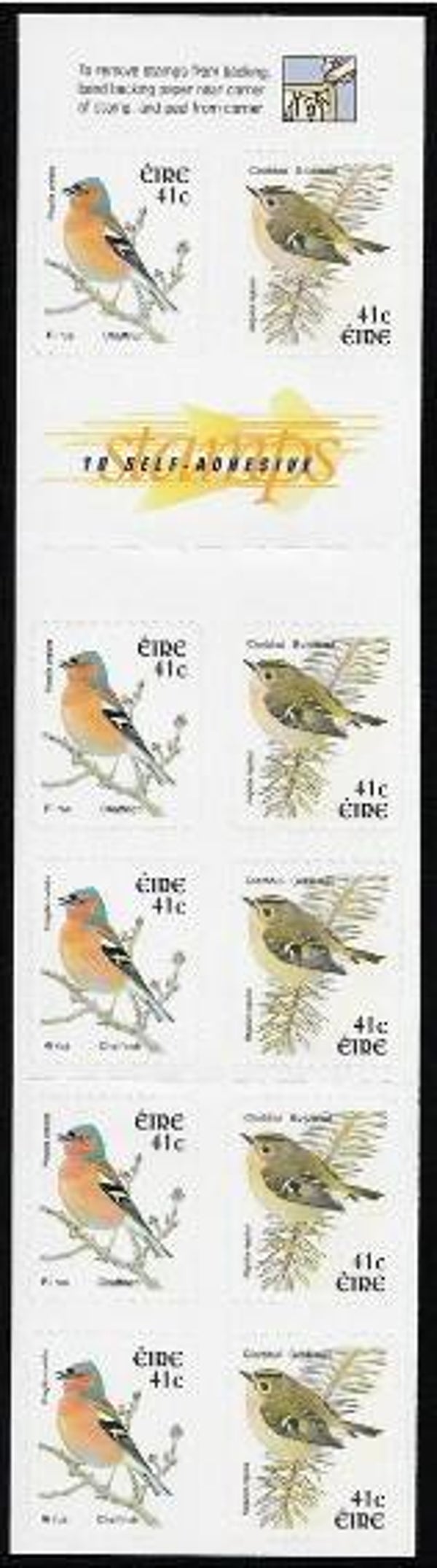 Birds Finches (Fringilla coelebs) Chaffinch 2002 Ireland booklet 4_10 inside