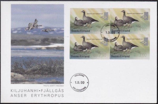 Birds Geese (Anser erythropus) Lesser White-fronted Goose 1999 Finland ATM FDC