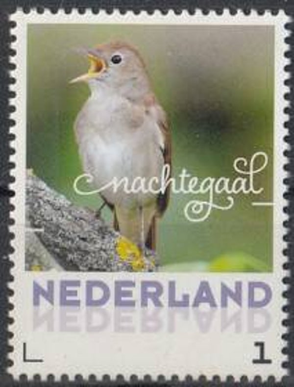Birds (Luscinia megarhynchos) Common Nightingale 2017 Netherlands stamp