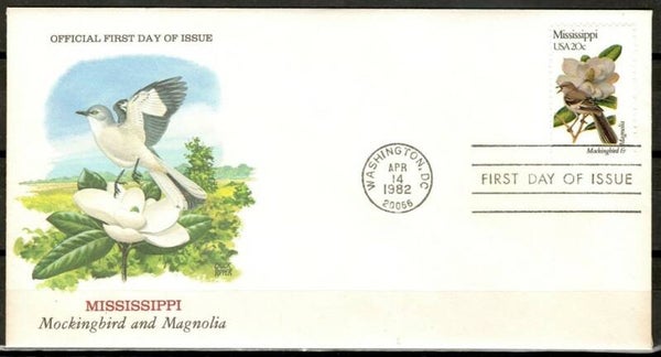 Birds (Mimus polyglottos) Northern Mockingbird 1982 USA FDC