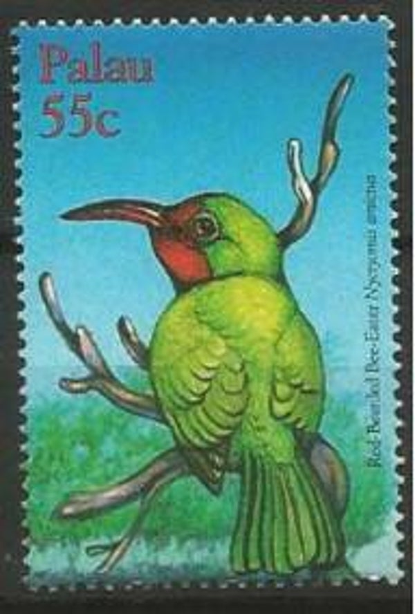 Birds (Nyctyornis amictus) Red-beared Bee-eater Palau stamp