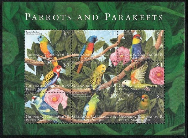 Birds Parakeets 2000 Grenada & Grenadines miniature sheet