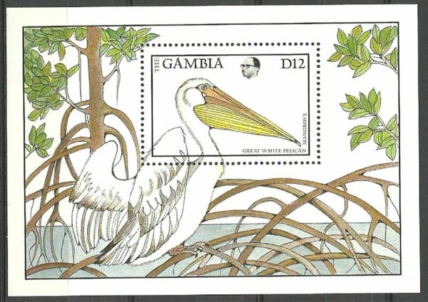 Birds Pelicans 1988 Gambia block