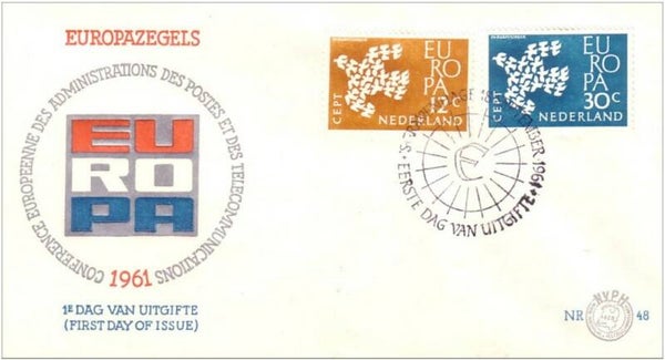 Birds Pigeons 1961 Netherlands FDC