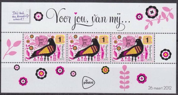 Birds Pigeons 2012 Netherlands miniature sheet