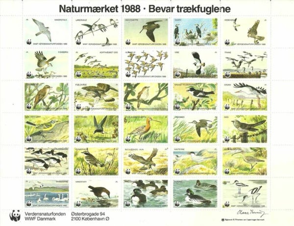 Birds WWF 1988 Denemark sheet