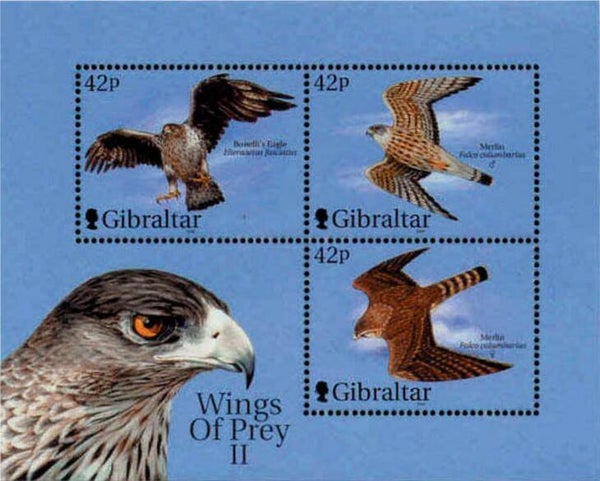 Birds of Prey 2000 Gibraltar souvenir sheet II