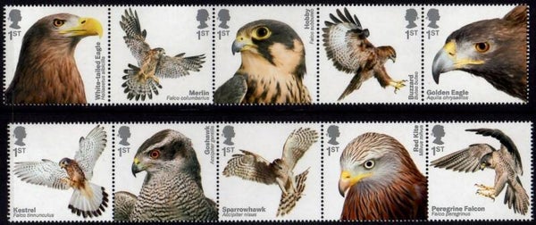 Birds of Prey 2019 Great Britain 2 strips of 5