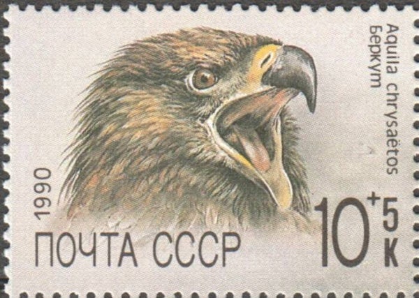 Birds of Prey (Aquila chrysaetos) Golden Eagle 1990 Sovjet Union stamp