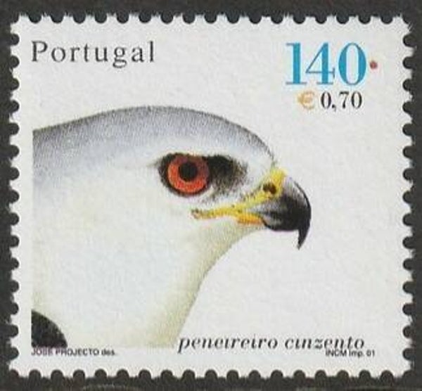Birds of Prey (Elanus caeruleus) Black-winged Kite 2001 Portugal stamp