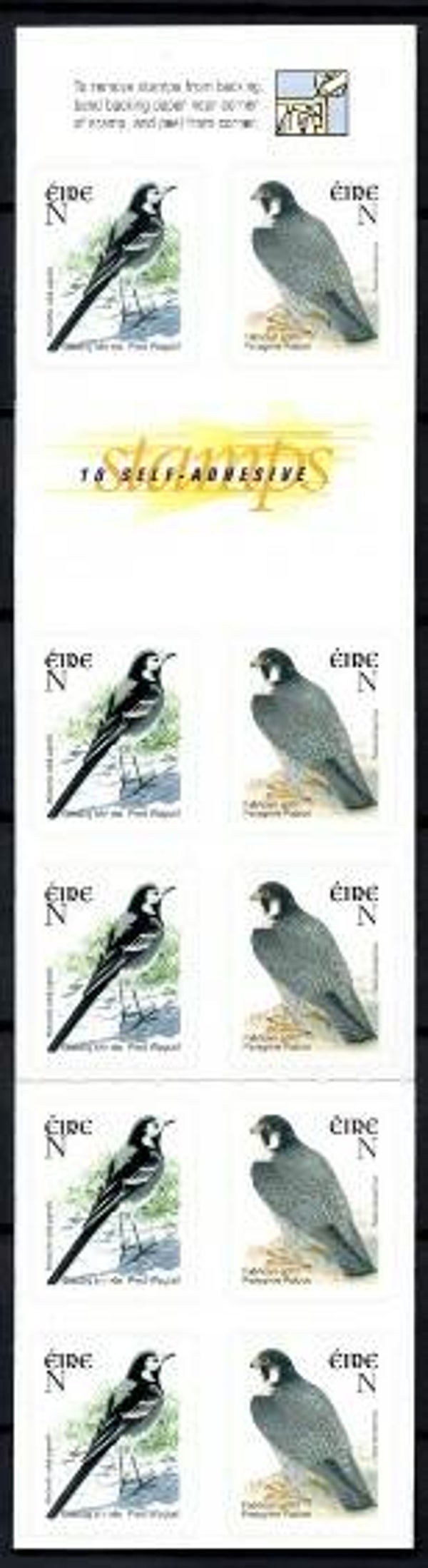 Birds of Prey Falcons (Falco peregrinus) Peregrine Falcon 2003 Ireland booklet inside N-value self adhesive