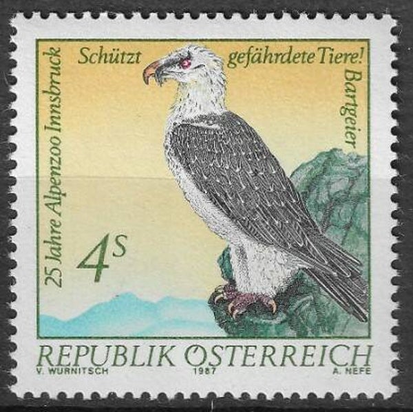 Birds of Prey (Gypaetus barbatus) Bearded Vulture 1987 Austria stamp