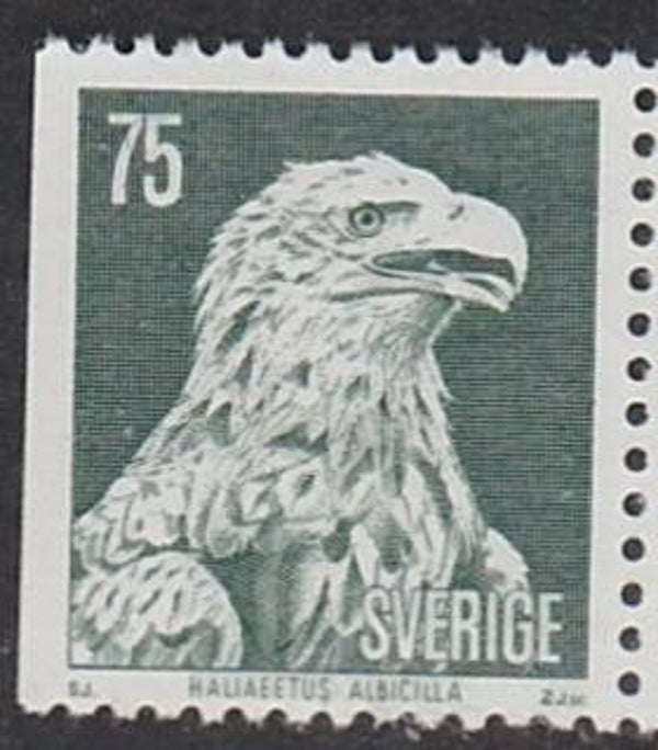 Birds of Prey (Haliaeetus albicilla) White-tailed Eagle 1973 Sweden stamp imperforated left
