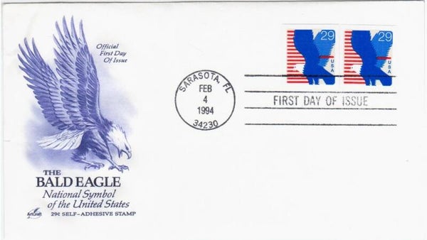 Birds of Prey (Haliaeetus leucocephalus) Bald Eagle 1994 USA FDC 3