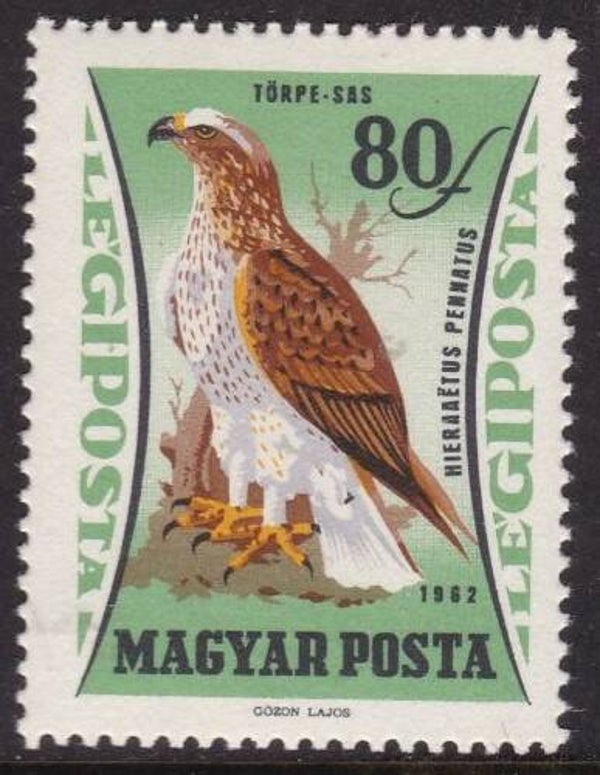 Birds of Prey (Hieraaetus pennatus) Booted Eagle 1962 Hungary stamp