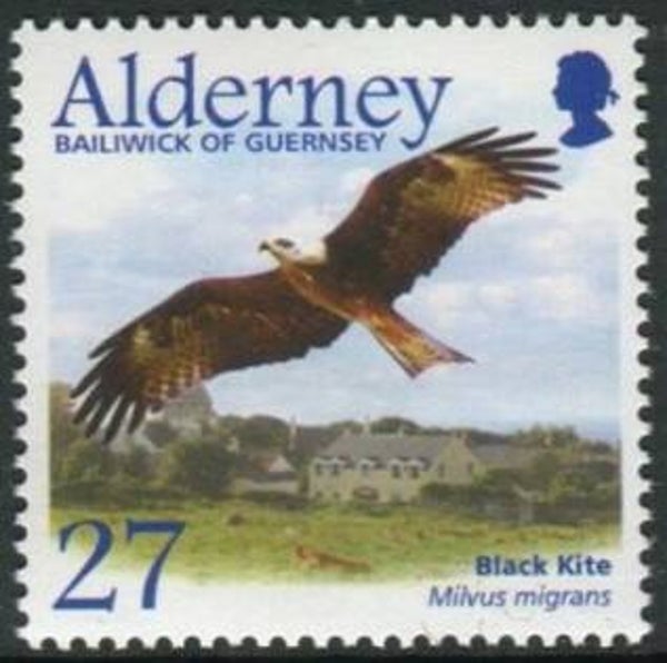 Birds of Prey (Milvus migrans) Black Kite 2002 Alderney stamp
