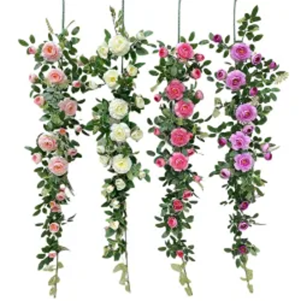 Hanging silk rose strands for decoration