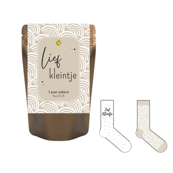 The Big Gifts Babysokjes 'Lief kleintje'(2 pack,maat 62-68)-Het schattigste kraamcadeau✨
