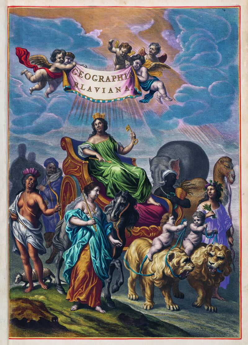Titelpagina. Uit: Joan Blaeu, Atlas Maior [deel 1], 1662. Antwerpen, The Phoebus Foundation