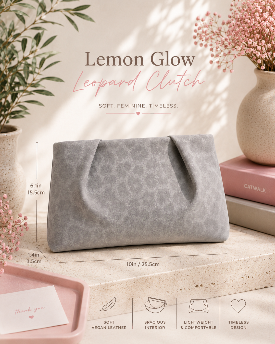 Lemon Glow Leopard Clutch