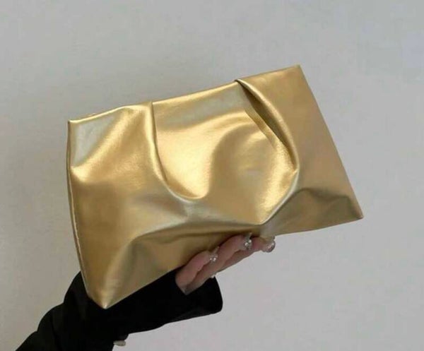 Lemon Glow Metallic Clutch
