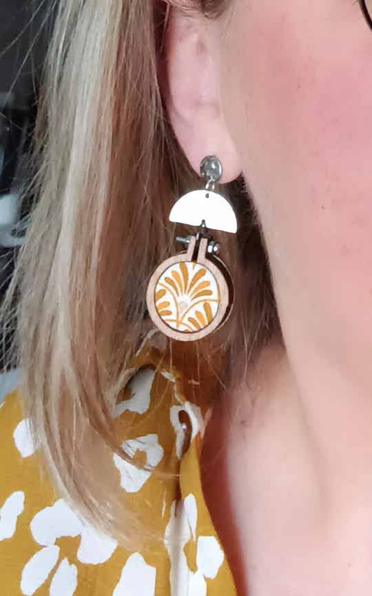 Boucle d'oreille tambour à broder