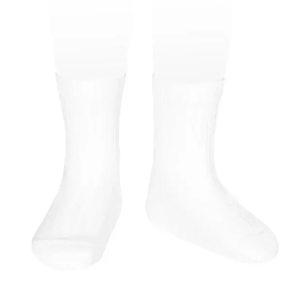 Ribbed Short Socks - White 200